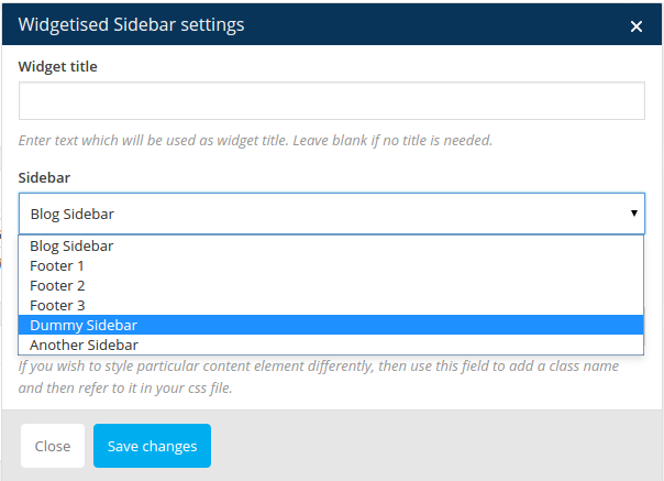 Visual Composer Widgetised Sidebar Shortcode